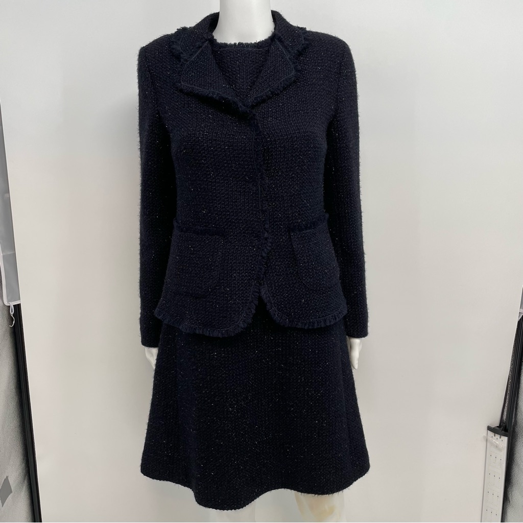 Blue Les Copains Midnight Blue 2 Piece Set Blazer & A Line Dress Suit Size 40